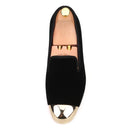 PIERGITAR 2020 Handmade Men velvet Shoes New Metal toe Black colors smoking slipper male prom and banquet loafers