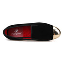 PIERGITAR 2020 Handmade Men velvet Shoes New Metal toe Black colors smoking slipper male prom and banquet loafers