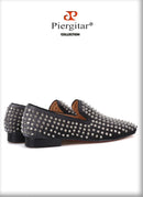 Piergitar  new arrival Handmade men velvet shoes with silver rivets Fashion party and wedding men loafers male's flats