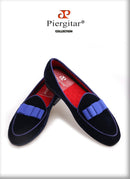 Piergitar new arrival Handmade Men velvet shoes with short Tongue and Bowtie Men party and wedding dress shoes Banquet loafers