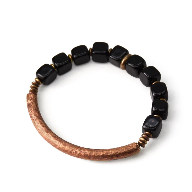 Cubic Black Obsidian Bracelet