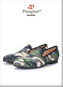 Piergitar British design classic-traditional loafers and military motif Camo print with leather insole men canvas casual shoes