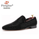 Piergitar 2020 men leather shoes with mixed colors rhinestones prom and banquet men casual loafers luxurious smoking slippers