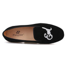 Piergitar 2019 Handmade Men velvet loafers with letters embroidery party and prom men's classic smoking slippers plus size