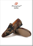 Piergitar 2019 Handmade Camouflage men's classic loafers Horsehair Fashion Party and Banquet men's casual shoes smoking slipper