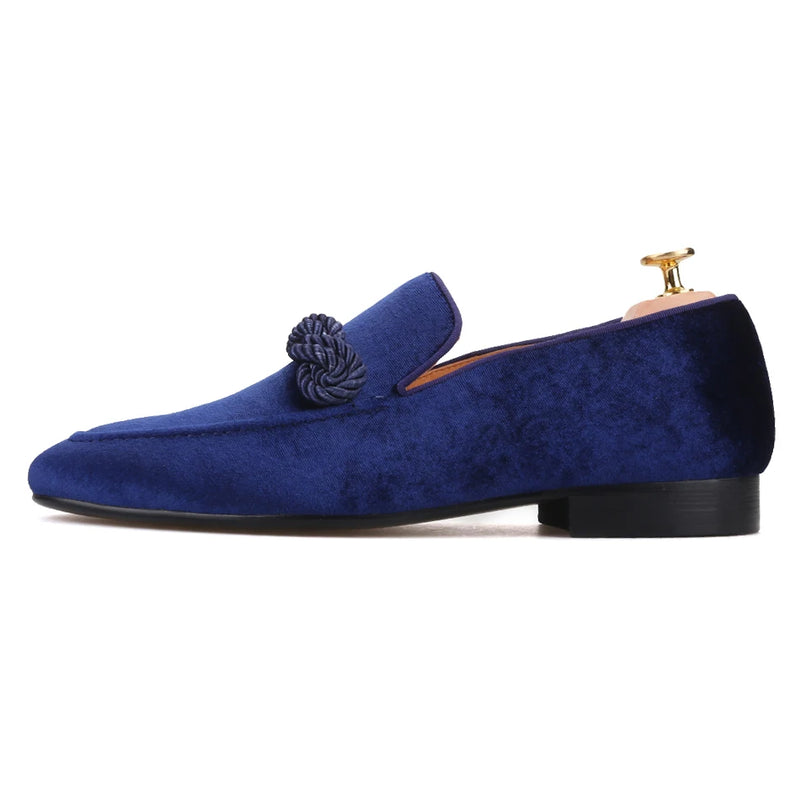 Piergitar 2021 Summer Handmade Men Velvet Loafers With Rope Decorations Italian Design Men Smoking Slippers For Banquet And Prom