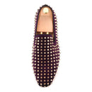 Piergitar 2019 Handmade Purple velvet with gold rivets men loafers Fashion Party and prom somking slippers plus size men's shoes