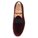 Piergitar 2019 dark red colors velvet men shoes with bow-knot designs Wedding men's loafers handmade men smoking slippers