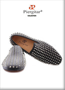 Piergitar  new arrival Handmade men velvet shoes with silver rivets Fashion party and wedding men loafers male's flats