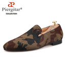 Piergitar 2019 Handmade Camouflage men's classic loafers Horsehair Fashion Party and Banquet men's casual shoes smoking slipper