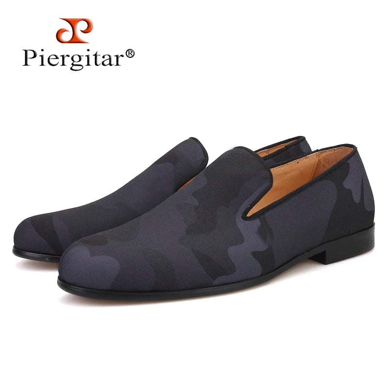 Brand Piergitar new Handmade Black colors Camouflage men's classic loafers Fashion Party and Prom slip-on style men shoes