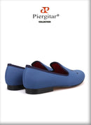PIERGITAR 2019 new letters embroidery men fabric shoes Fashion prom and Banquet men's loafers British style smoking slippers