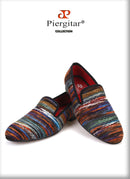 Piergitar Colourful Cotton Fabric Men Shoes Retro And Fashion Loafers British Style Smoking Slippers Plus Size Slip-On Flats