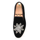 Piergitar New Style Black velvet Men Loafers with Silver Rhinestone Fashion Party and Banquet men's casual shoes slip-on