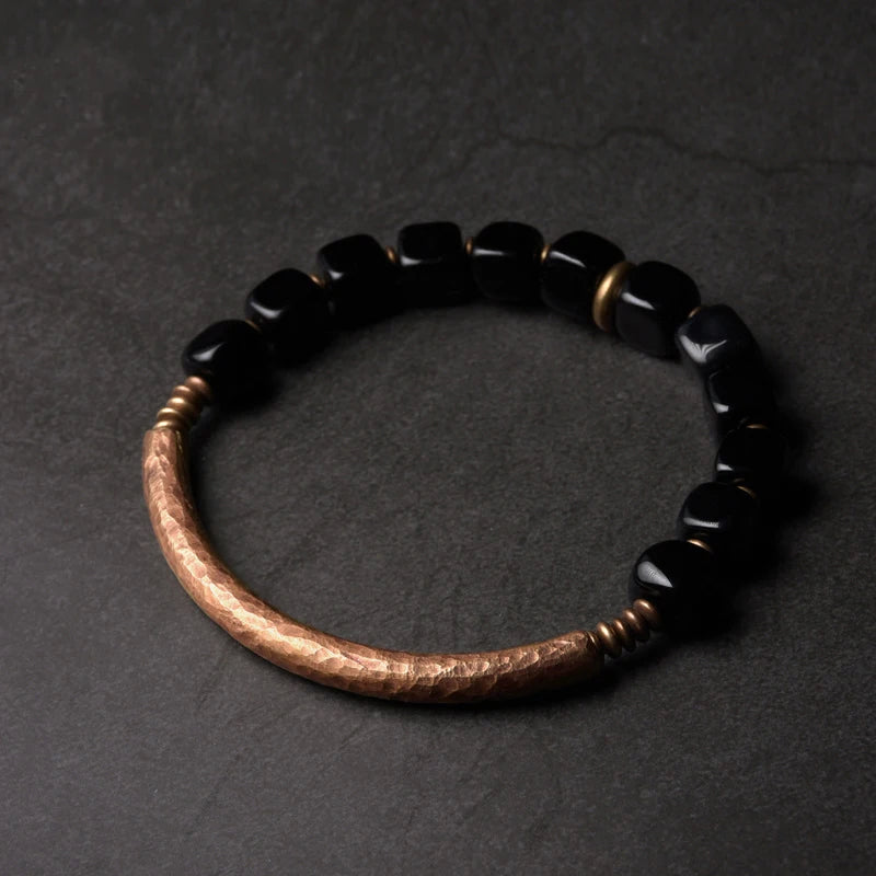 Cubic Black Obsidian Bracelet
