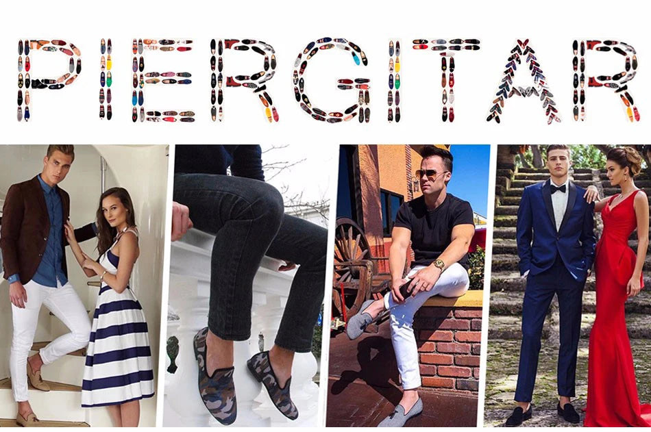 Piergitar 2019 Handmade Purple velvet with gold rivets men loafers Fashion Party and prom somking slippers plus size men's shoes