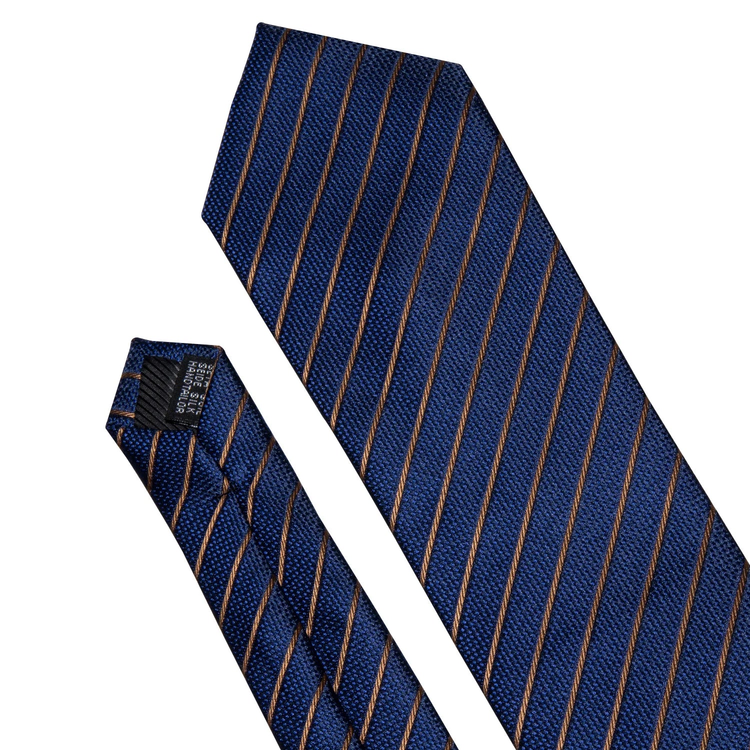 Men Tie Gold Navy Blue Striped Silk Tie Barry.Wang 3.4" Jacquard Party Wedding Woven Fashion Designers Necktie For Men Business