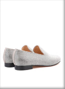 Handmade men's smoking slippers and loafers in red bottoms for weddings and parties.