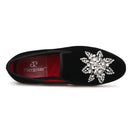 Piergitar New Style Black velvet Men Loafers with Silver Rhinestone Fashion Party and Banquet men's casual shoes slip-on