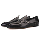 Smoking slippers for men in fashion party and wedding shoes made of genuine leather spikes