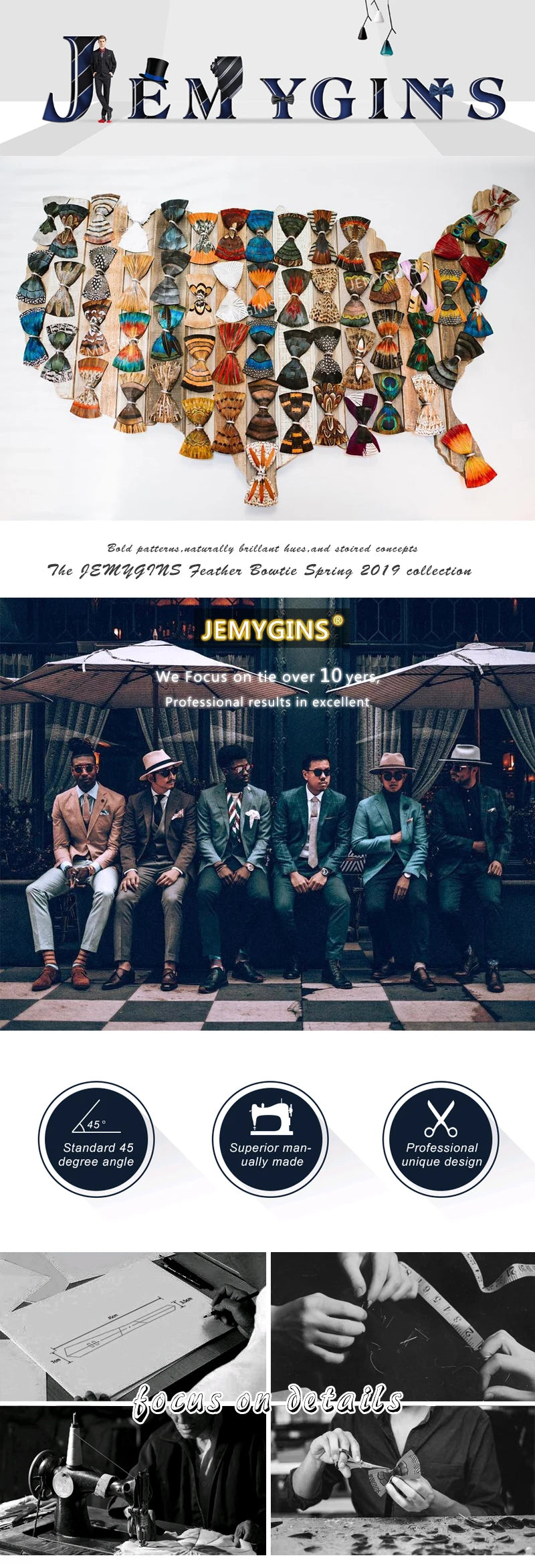 JEMYGINS Original New Solid Silk Tie Male Formal Plain Red Necktie Pocket Square Hanky Cufflinks Set For Men Party Wedding