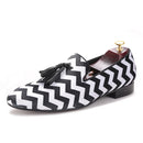 Mix color plaid pattern men's velvet shoes with black leather tassels for wedding and party men's dress shoes