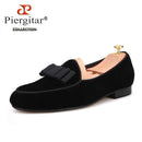 Piergitar new arrival Handmade Men velvet shoes with short Tongue and Bowtie Men party and wedding dress shoes Banquet loafers