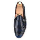 Plus size men's smoking slippers with metal buckle and handmade calfskin dress shoes for men.