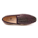 Piergitar 2019 Handmade Purple velvet with gold rivets men loafers Fashion Party and prom somking slippers plus size men's shoes