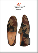Piergitar 2019 Handmade Camouflage men's classic loafers Horsehair Fashion Party and Banquet men's casual shoes smoking slipper