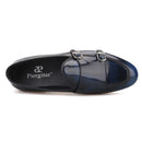 Plus size men's smoking slippers with metal buckle and handmade calfskin dress shoes for men.
