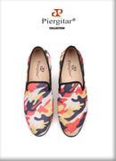 Piergitar British design classic-traditional loafers and military motif Camo print with leather insole men canvas casual shoes