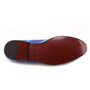 Piergitar Classic loafer styling composed of charged blue shades for a sophisticated yet playful appearance men smoking slippers