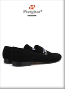 Piergitar Handcraft Men suede shoes with mixed lace Men Smoking Slipper Fashion Party and banquet men's loafers Plus size