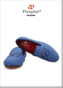PIERGITAR 2019 new letters embroidery men fabric shoes Fashion prom and Banquet men's loafers British style smoking slippers