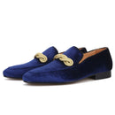 Men's smoking slippers with a gold rape design, made by hand.