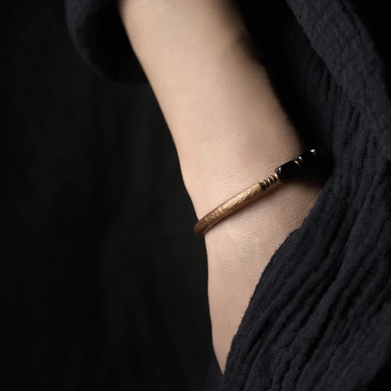 Cubic Black Obsidian Bracelet