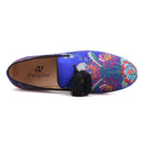 Piergitar brand 2019 new arrival Floral printing men loafers with big tassel wedding and prom men's silk shoes smoking slippers