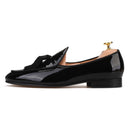 New Arrival Patent leather Handmade Tassel Men Smoking Slippers for Party and Wedding Men Loafers, Men's Dress Shoe