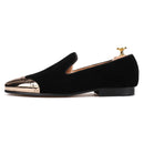 Plus size men's casual shoes with a top quality velvet shoe and gold Bullock Buckle.