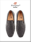 Piergitar  new arrival Handmade men velvet shoes with silver rivets Fashion party and wedding men loafers male's flats