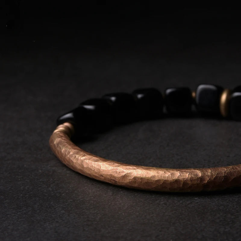 Cubic Black Obsidian Bracelet