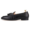 Piergitar 2019 Handmade embossed Genuine Leather Men shoes party and wedding Men's loafers with matching tassel plus size