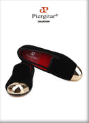 PIERGITAR 2020 Handmade Men velvet Shoes New Metal toe Black colors smoking slipper male prom and banquet loafers