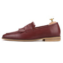 Piergitar 2019 hand-brushed calfskin men leather shoes with fringes wedding and party men's loafers smoking slippers plus size