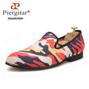 Piergitar British design classic-traditional loafers and military motif Camo print with leather insole men canvas casual shoes