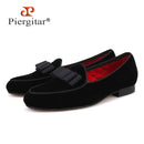 Piergitar new arrival Handmade Men velvet shoes with short Tongue and Bowtie Men party and wedding dress shoes Banquet loafers