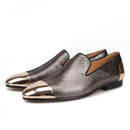 New Arrival Men's Red Sole Luxury Chain Style Slip-On Loafers Multicolored Gold Silk Weave Shoes Plus Size