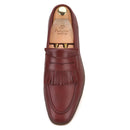 Piergitar 2019 hand-brushed calfskin men leather shoes with fringes wedding and party men's loafers smoking slippers plus size