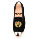Piergitar 2019 New Style Men Velvet Shoes Metal toe with handwork embroidery Smoking Slipper Men's Flats shoes plus size